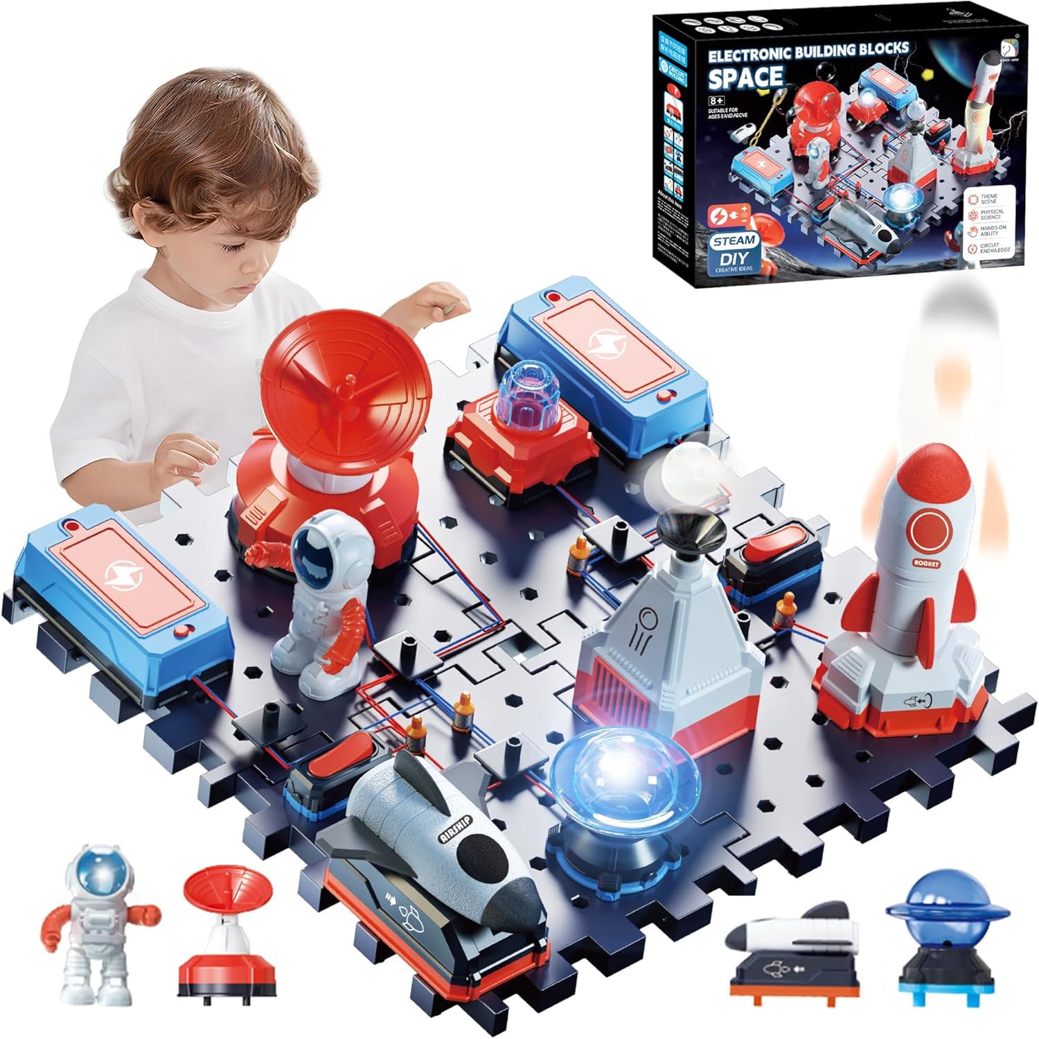 STEM Circuit Kit for Kids Ages 6+, 35 PCS Electronics Set with 200+ Projects, Electric Circuit Board Science Toy, Educational Engineering Gift