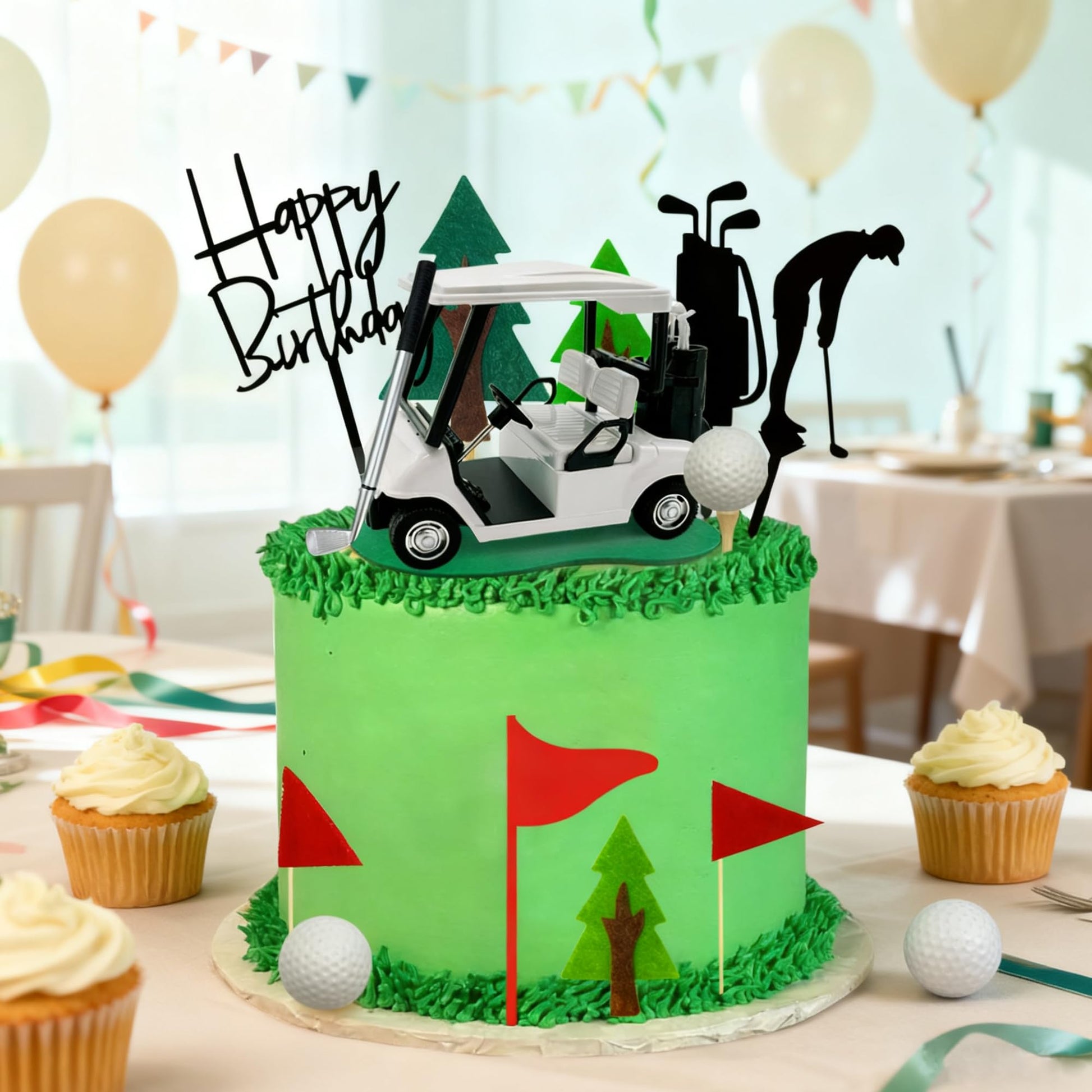 2026 New Golf Cake Decorations Golf Cart Cake Topper Decorations Golf Themed Supplies Mini Cart for Theme Party Supplies