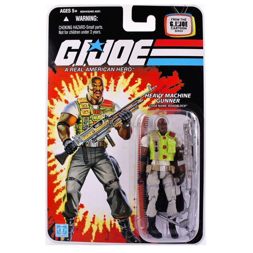 G.I. Joe - 2007 - Hasbro - Heavy Machine Gunner - Code Name: Roadblock Action Figure - w/ Base & Accessories - From the G.I. Joe Cartoon Series - New