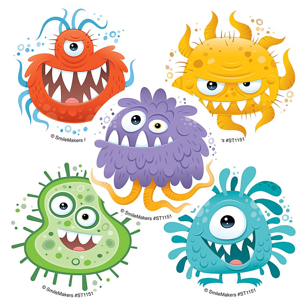 SmileMakers Silly Germ Stickers - Prizes and Giveaways - 100 per Pack