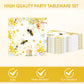 40Pcs Bee Birthday Party Decorations Bee Paper Plates and Napkins Cute Bumblebee Daisy Honeycomb Themed Tableware Set,for Honey Baby Shower Kids Boys