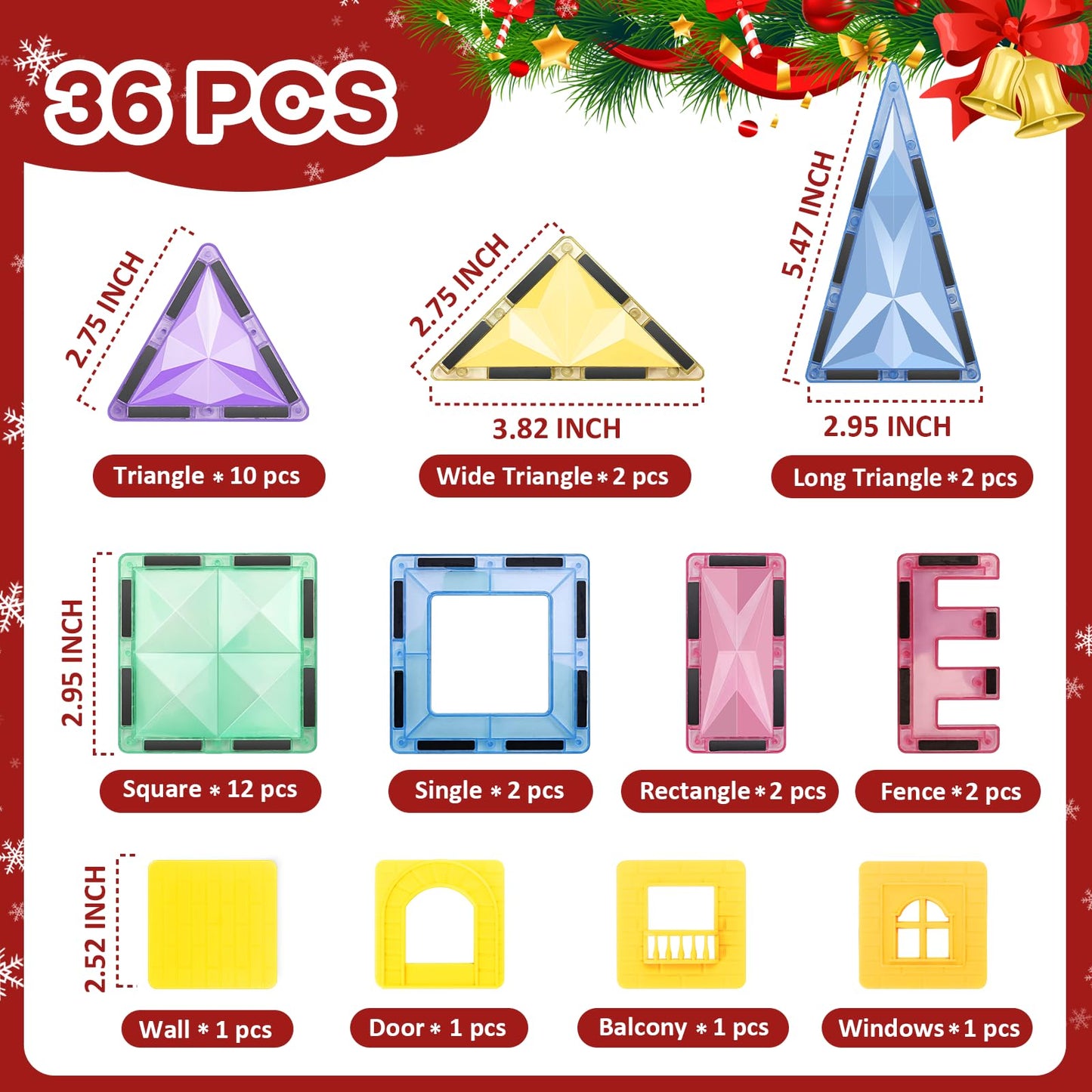 ROMDS Magnetic Tiles, Magnetic Building Blocks for Kids Ages 3+ and STEM Magnet Toys, Clear Magnet 3D Blocks Construction Playboards for Boys & Girls