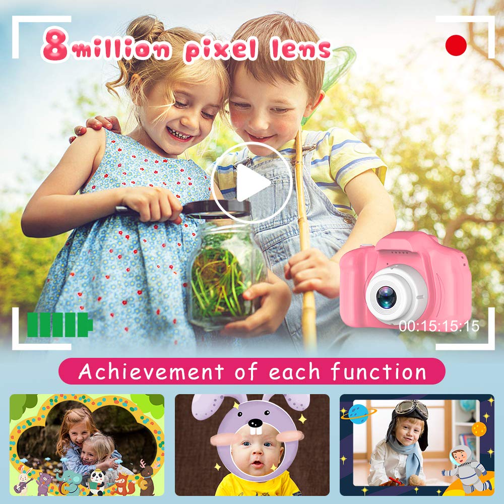 Seckton Upgrade Kids Selfie Camera, Christmas Birthday Gifts for Girls Age 3-9, HD Digital Video Cameras for Toddler, Portable Toy for 3 4 5 6 7 8