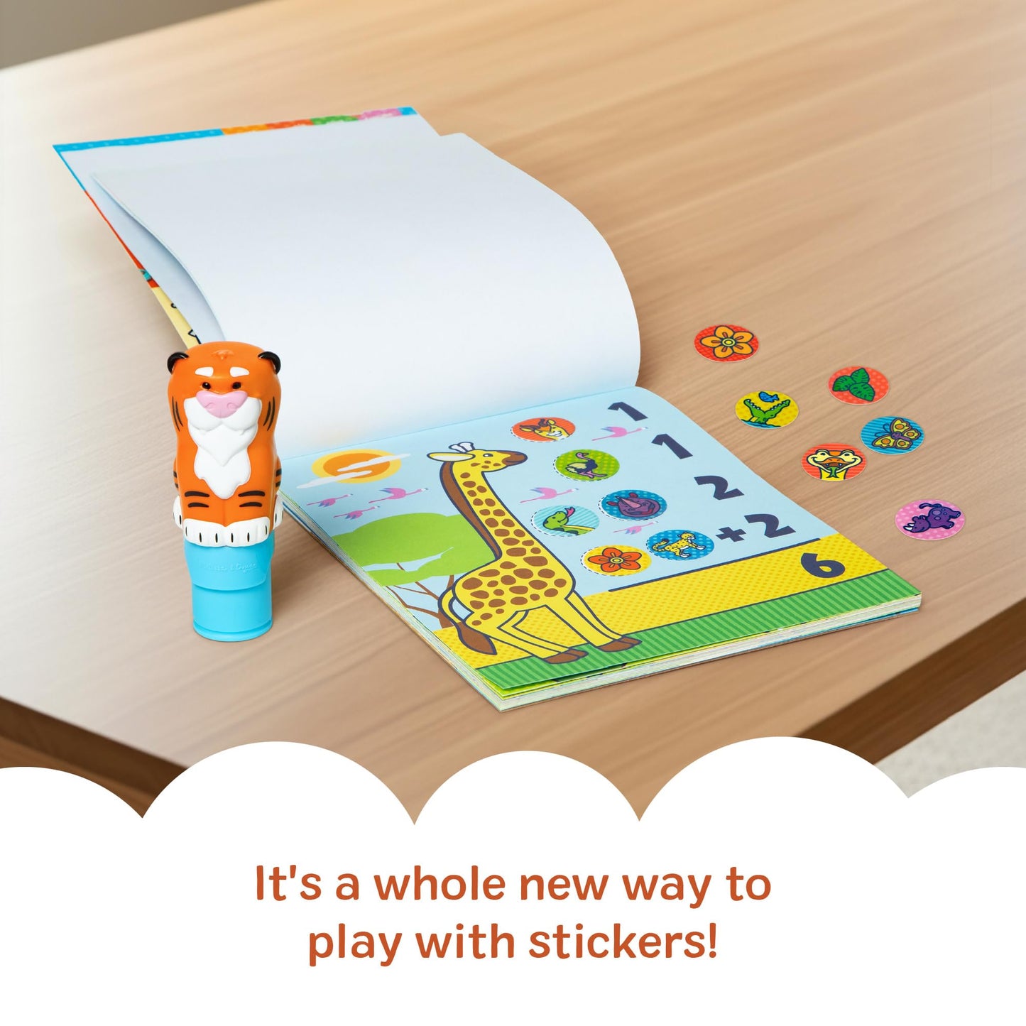Melissa & Doug Sticker Wow!™ 24-Page Activity Pad and Sticker Stamper, 300 Stickers, Arts and Crafts Fidget Toy Collectible Character - Tiger - for