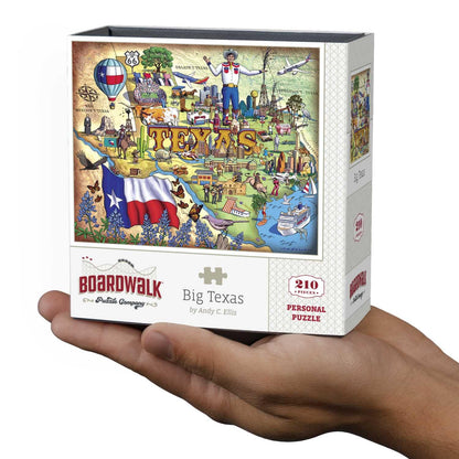 Boardwalk Big Texas 210 Piece Personal Puzzle, Jigsaw Puzzles with Premium Box, Texas Gifts for Adults, 6"x8"