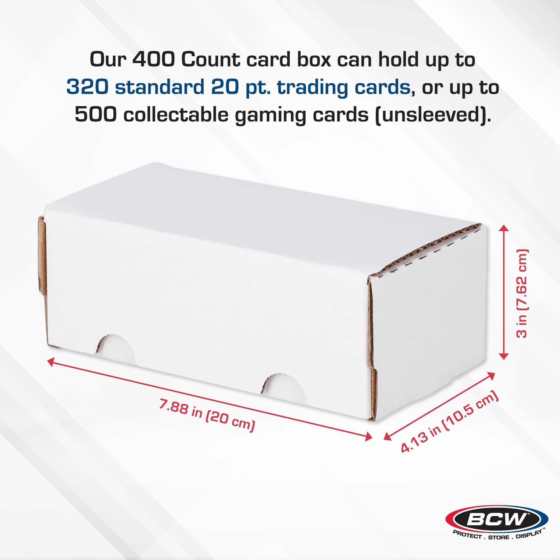 BCW 400-Count Trading Card Storage Box | Baseball Card Storage Box for Sports Cards | Cardboard Organizer for Football, Basketball & More - 4 Pack