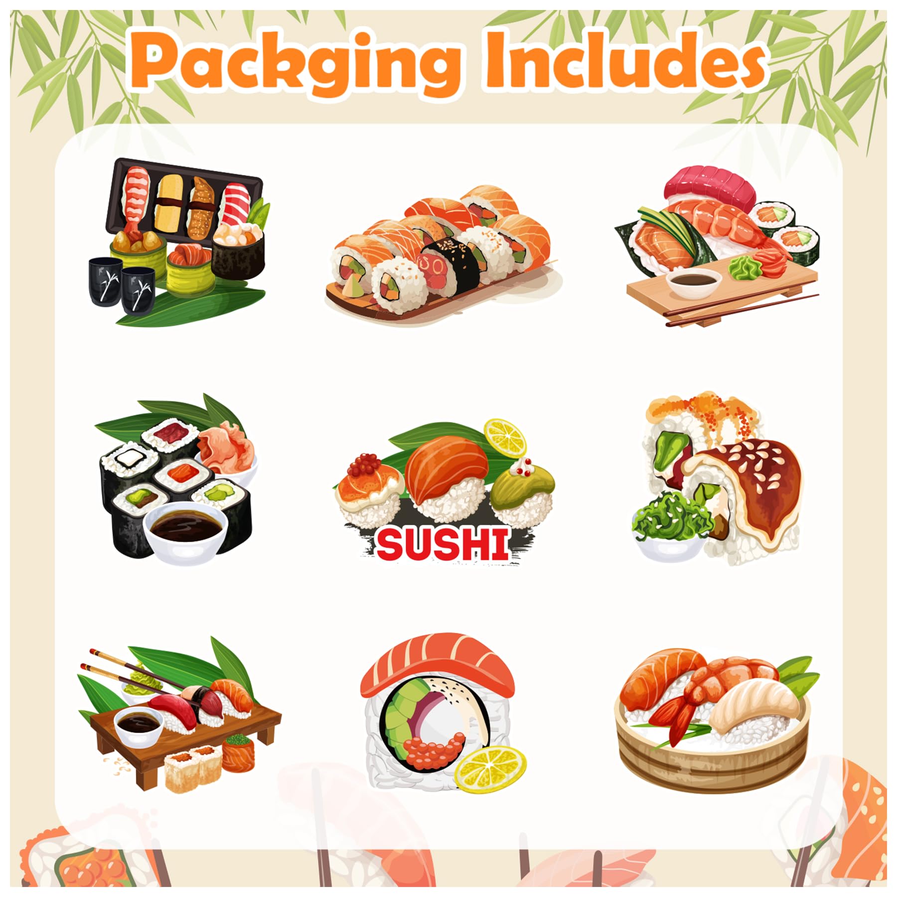 9 PCS Sushi Honeycomb Centerpieces for Table Decor, Sushi Table Decorations Table Toppers for Japanese Food Sushi Party Decorations Sushi Birthday