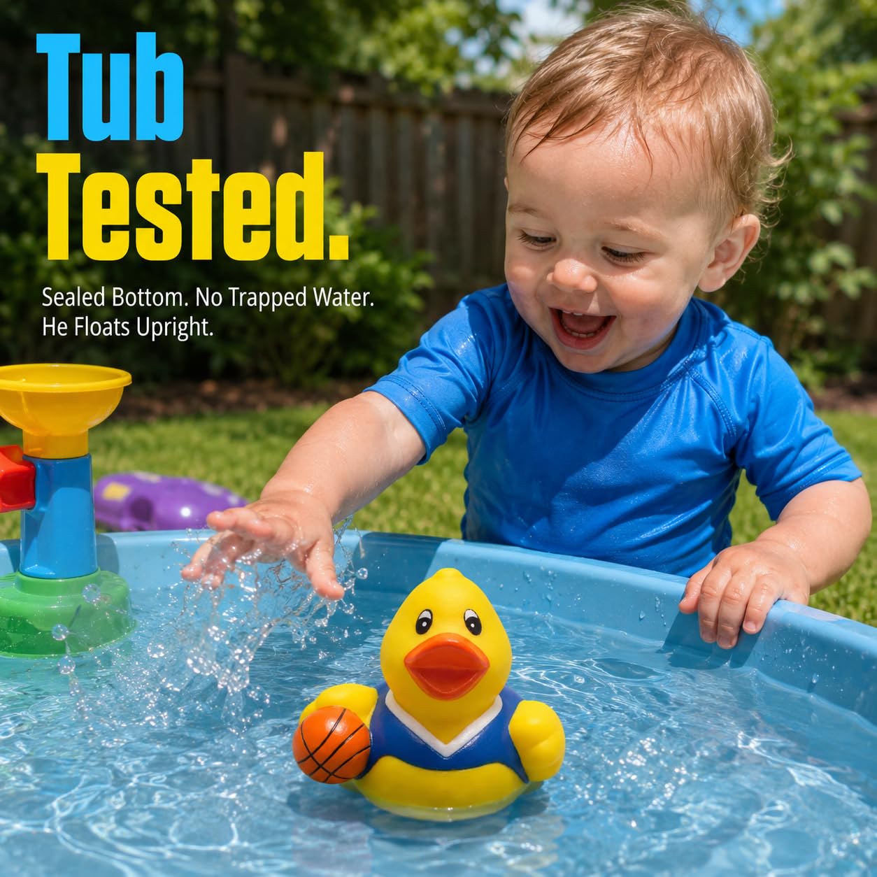 3 Inch DUCKY CITY Basketball Rubber Duck [Sealed, Floats Upright] for Jeep Ducks, Sports Bath Toy for Kids and Toddlers, Baby Safe Funny Duck Gift