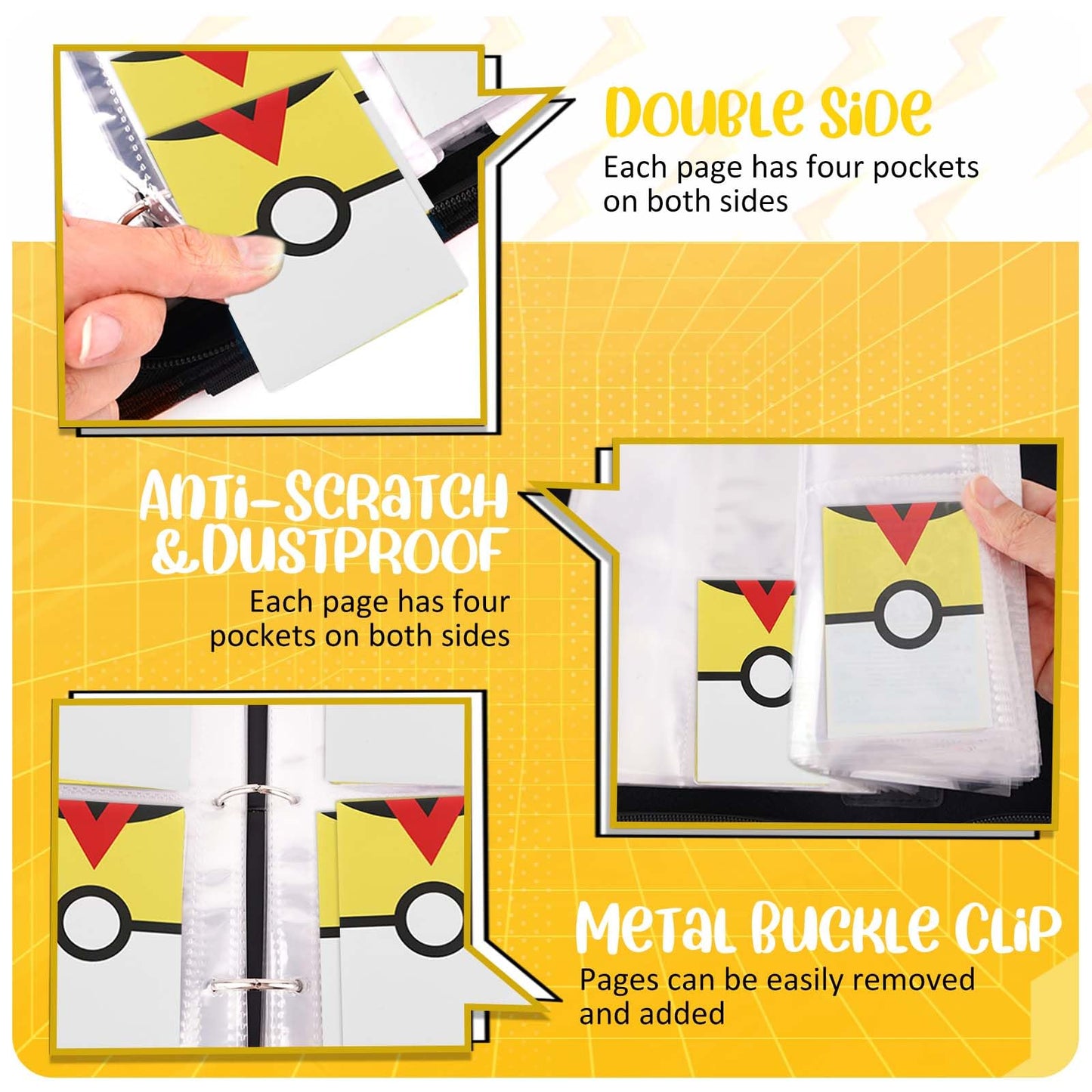 900 - Pockets Trading Card Binder with Removable 50 Sleeves, Card Collector Album with Zipper, Portable Card Holder Book Fits Sports Card, Game Card