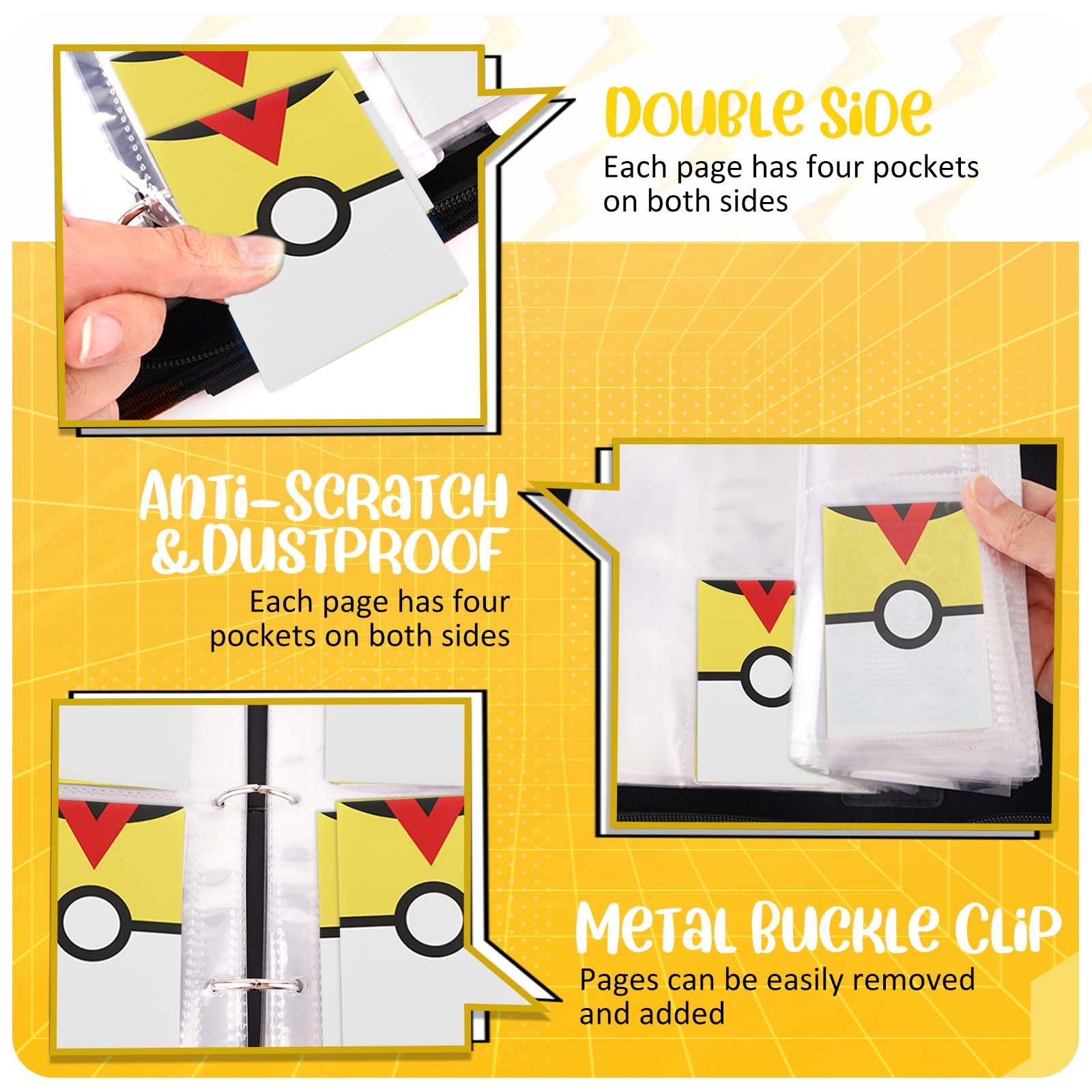 900 - Pockets Trading Card Binder with Removable 50 Sleeves, Card Collector Album with Zipper, Portable Card Holder Book Fits Sports Card, Game Card