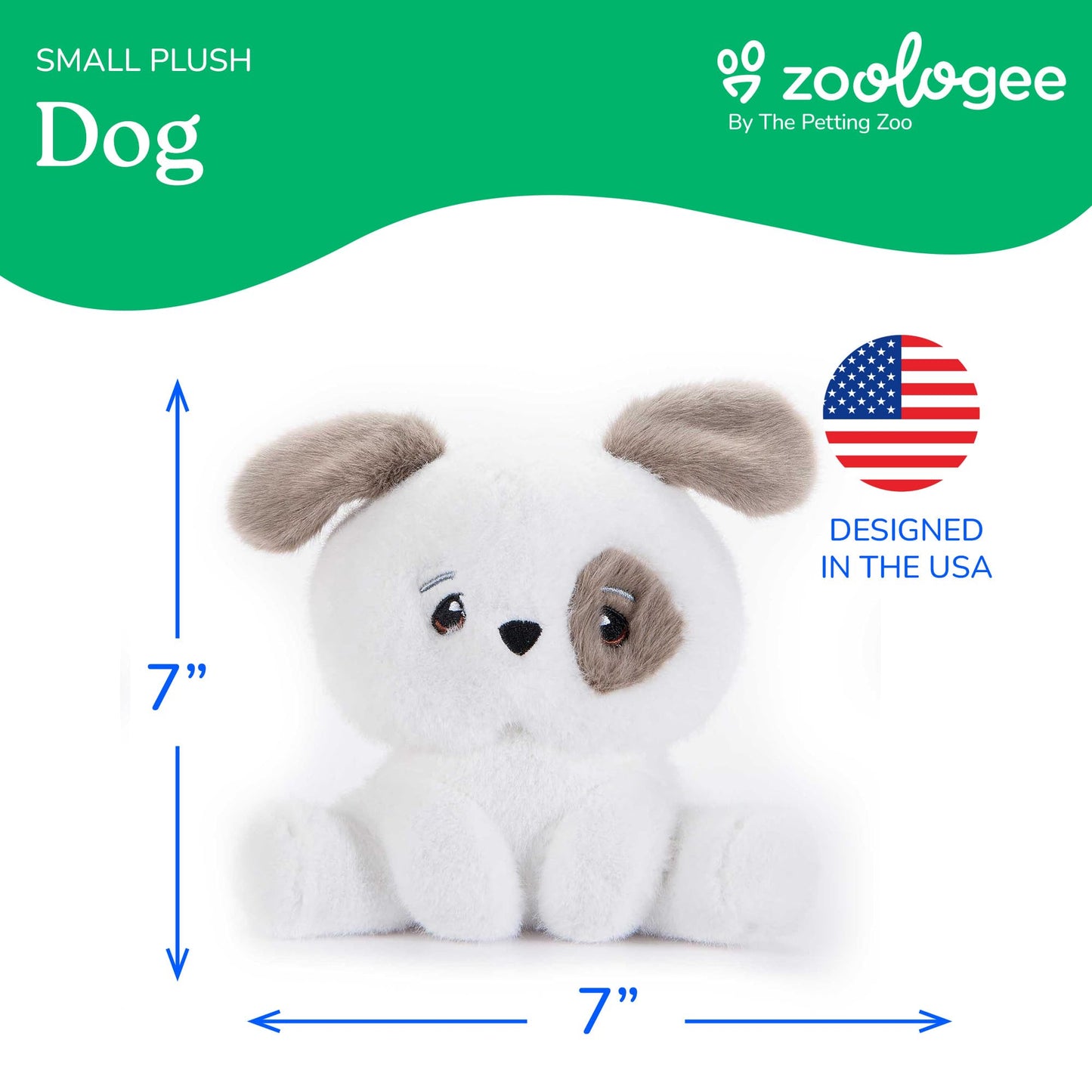 The Petting Zoo Dog Stuffed Animal Plushie, Gifts for Kids, Snugletz Zoologee Plush Toy, 7 in