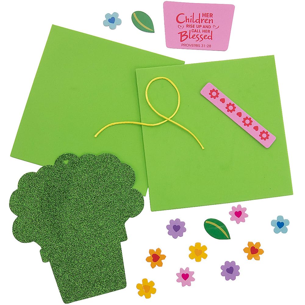 Fun Express Religious Mother’s Day Flower Pot Handprint Craft Kit, Makes 12