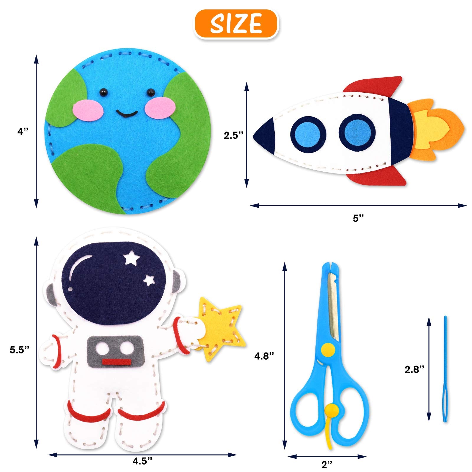 CiyvoLyeen Space Sewing Kit for Kids Solar System DIY Activity Kids Felt Craft Supplies for 7 8 9 10 11 12 Girls and Boys Educational Beginners Sewing