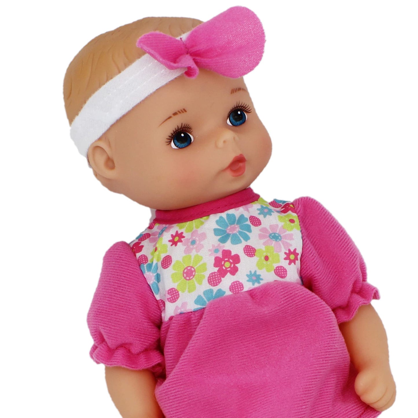 Baby's First Bathtime Baby Softina in Pink & Floral Jumper With Matching Headband and Feel So Real Skin - Safe for Children 1 Year & Up
