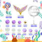 Mermaid Cake Toppers Under the Sea Tail Cake Decorations Gold Purple Pearl Ball for Mermaid Theme Birthday Supplies (Style 2)