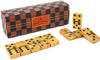 Vovotuzzi Dominos Set for Adults, Thick Domino, Double 6 Dominoes Set for Adults and Kids, 28 Marbleized Gold Tiles in Brown Leather Case, Travel