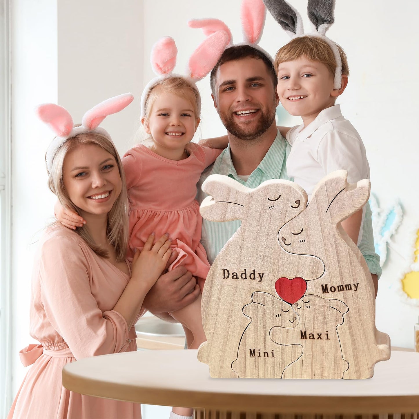 Personalized Wood Puzzles with Family Names Custom Wooden Animal Ornament for Home Decor Gifts for Mom Dad Grandparents Birthday Mother's Day