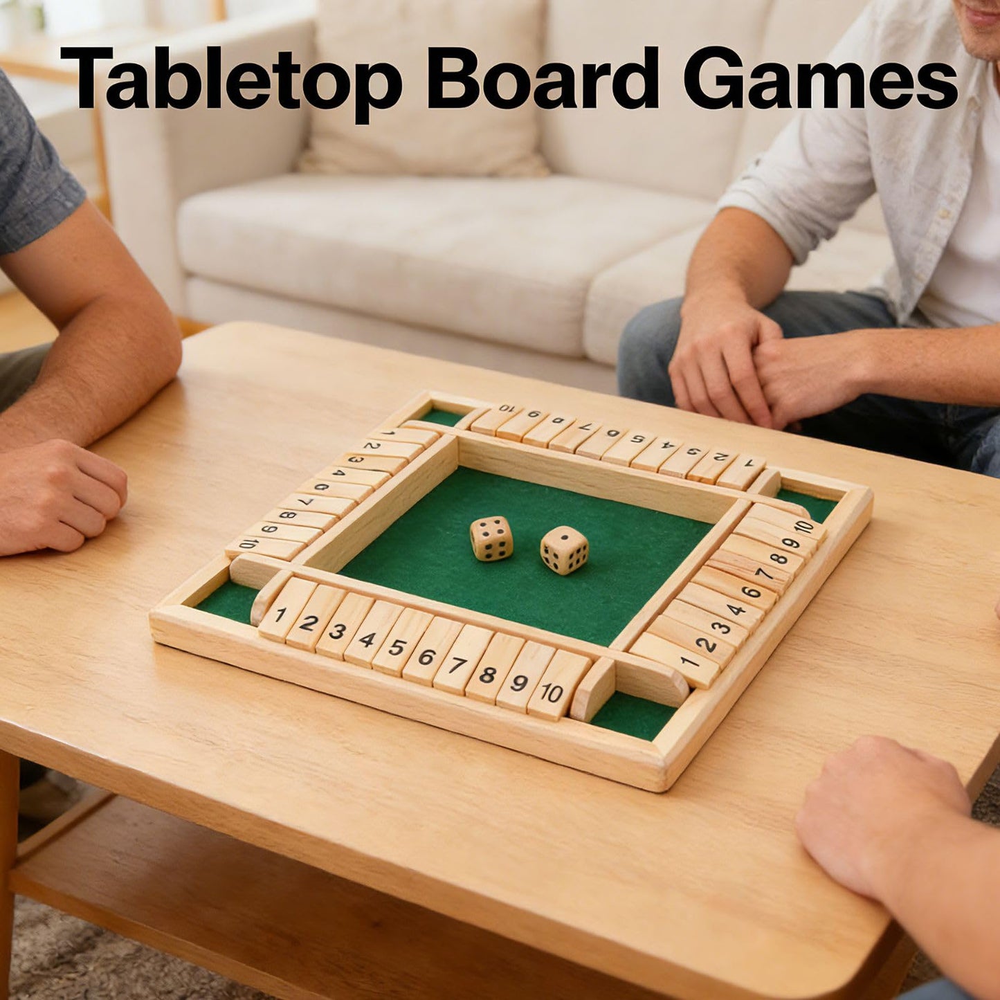 Shut The Box Dice Game, 2-4 Player Wooden Board Table Toy, Math Games for Adults and Teenager, Interactive Desktop Game Birthday Party Gifts