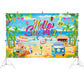 Summer Party Decorations, Hello Summer Beach Party Backdrop Banner for Hello Summer Decorations, 71 x 43 inch