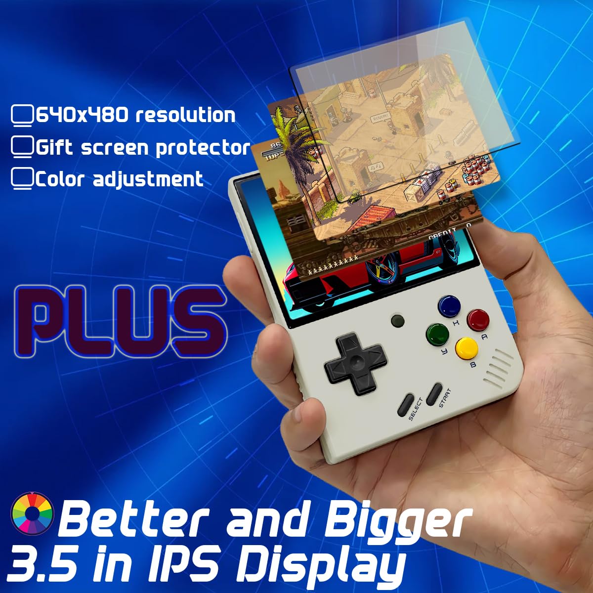 FINGEREVO Miyoo Mini Plus OnionOS Handheld Game Console 3.5-inch 640 * 480 Screen 3000mAh Miyoo-mini+ with Portable Case White