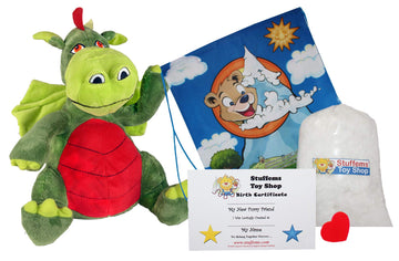 Make Your Own Stuffed Animal 16" "Fearless The Friendly Dragon - No Sew - Kit with Cute Backpack!