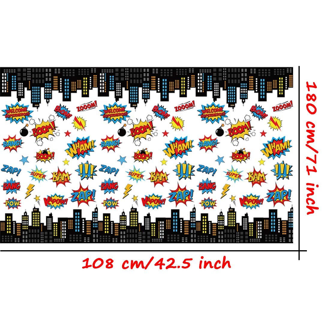 Lcoor 5 Pack Superhero Plastic Table Cover,43" x 71" Superhero Tablecloths Party Supplies Decorations