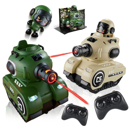 SKEKECIE New Upgrade, Larger 2 Pack RC Battle Tanks, RC Tank that Shoots with Infrared System & Sound Effects, Remote Control Tank with HP Station