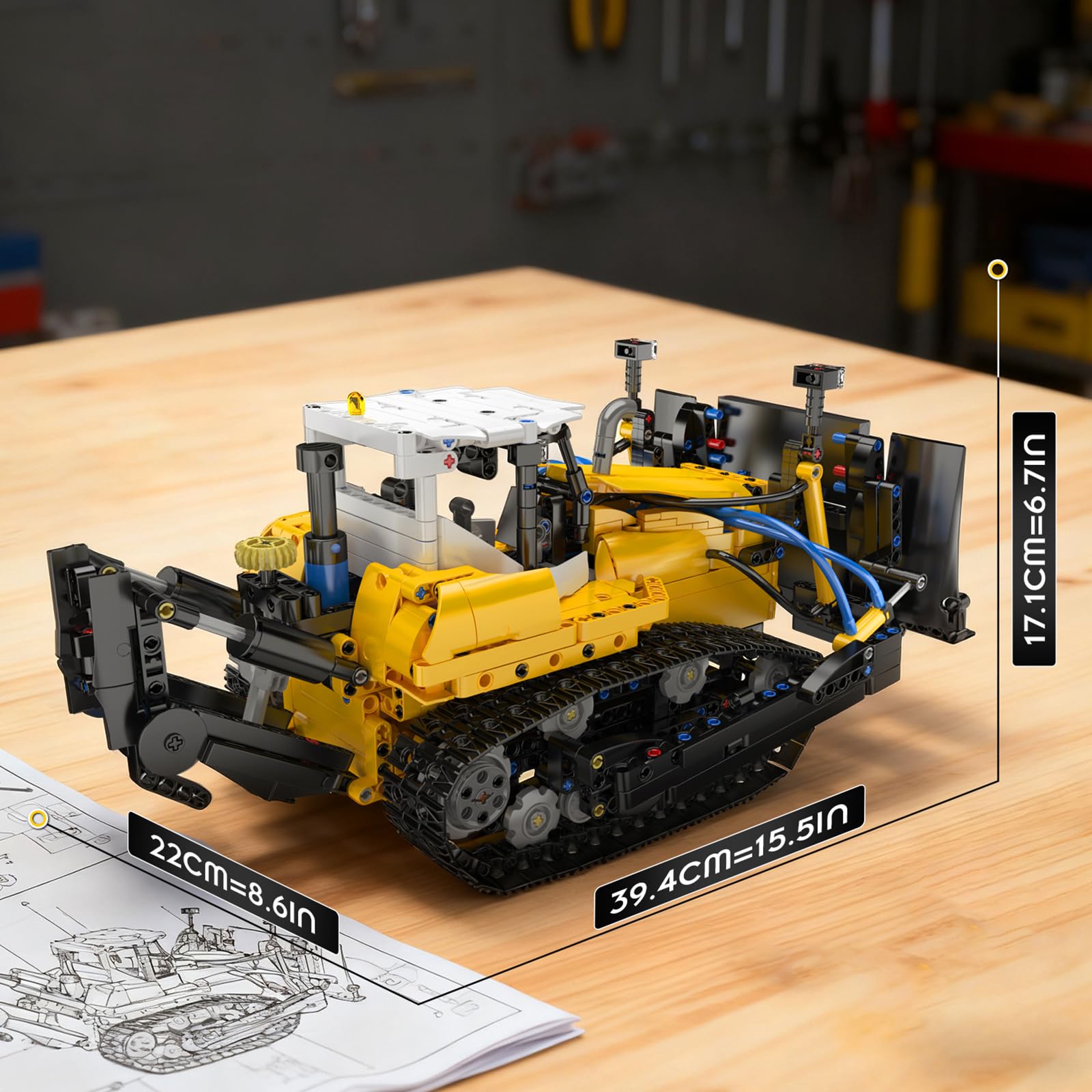 Mould King 19019 Bulldozer Building Kit with Pneumatic Cylinders, Excavator Construction Engineering Toy for Adults, Buildable Creative Model as