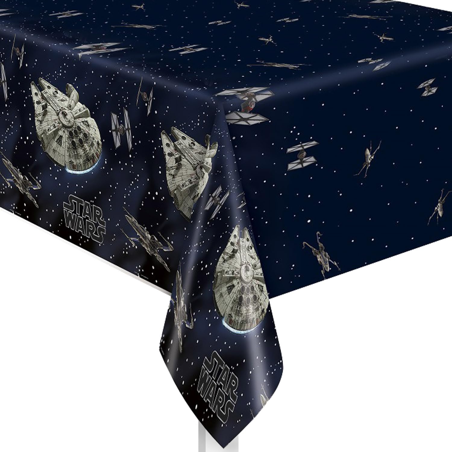 Multicolor Plastic Star Wars Classic Rectangular Table Cover (54" x 84") 1 Count - Iconic & Eco-Friendly Material, Perfect for Every Galactic