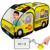 School Bus Pop-Up Kids Tent with Sound Play Button, Ball Pit for Toddler & Up - Easy Setup Tent for Indoor & Outdoor, Daycare Playground Activities