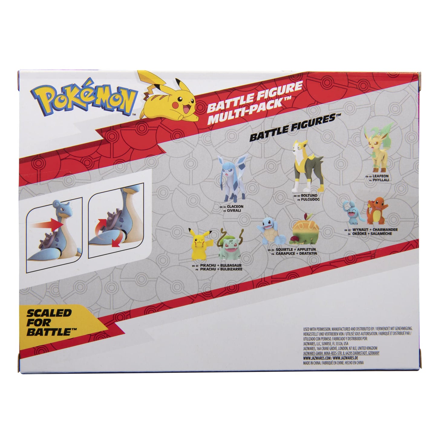 Pokémon Pokémon Battle Figure, Water-Type Theme 3 Pack with Froakie, Wartortle, Lapras - 4.5-inch Froakie Figure, 3-inch Wartortle Figure, 2-inch