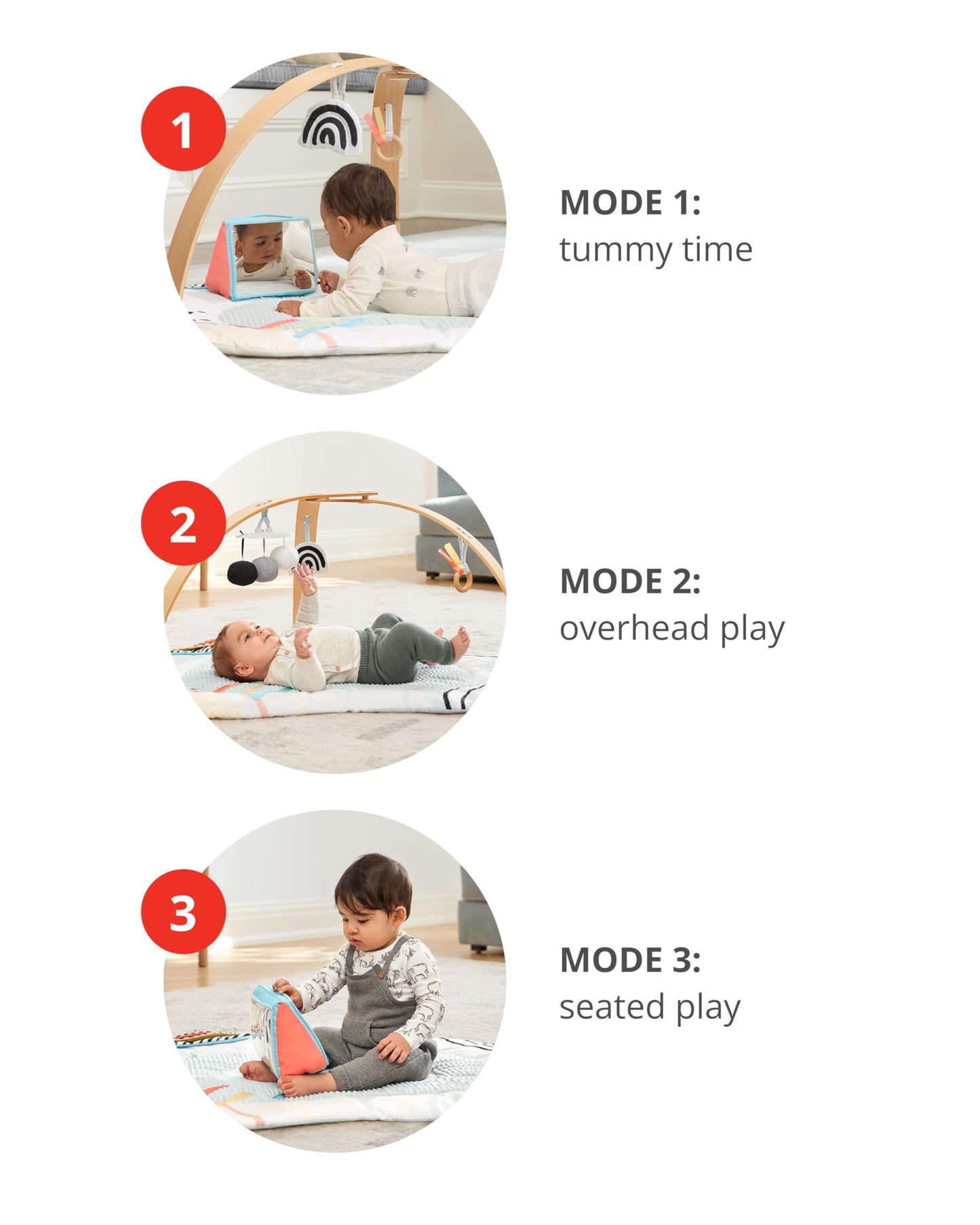 Skip Hop Baby Play Gym Montessori-Inspired 3-in-1 Sensory Tummy Time Activity Mat with 25+ Developmental Activities 4 Toys and 5 Parent Guide Cards