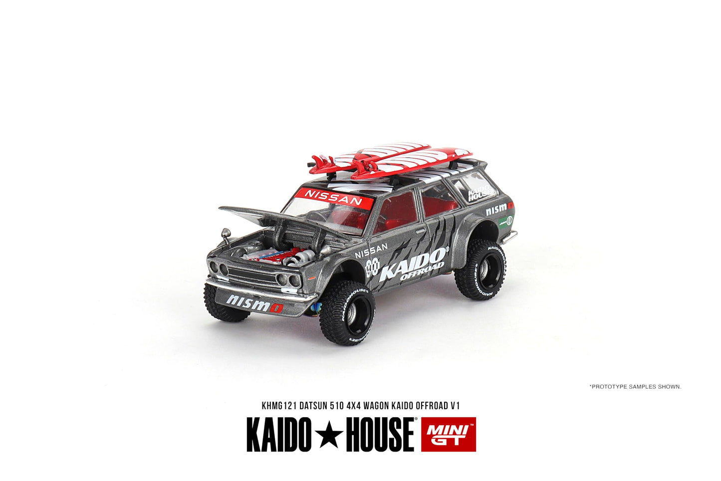 True Scale Miniatures Model Car Compatible with Nissan Datsun KAIDO 510 Wagon 4×4 Kaido Offroad V1 1/64 Diecast Model Car Kaido House KHMG121