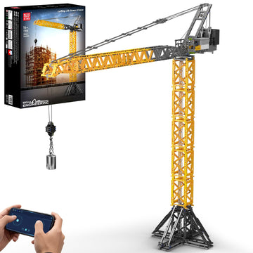 Mould King 17096 Luffing Jib Tower Crane Building Block Set, Large Technical Construction Vehicles Crane Truck Model with Motors/APP Remote Control