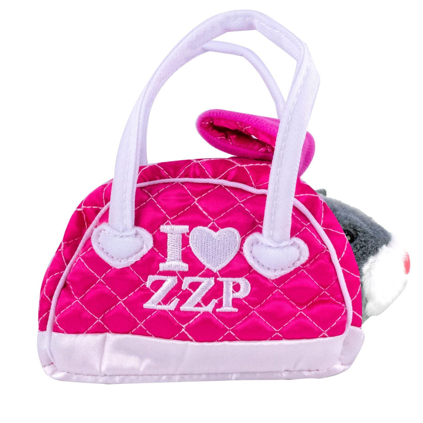 ZhuZhu City Hamster & Quilted Carrying Case - NumNums the Grey & White Interactive Hamster with 40+ Sounds & Endless Behaviors - Take Your ZhuZhu