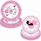 80 Pcs Pink Cartoon Birthday Party Decorations, Pink Girls Dessert Plates Napkins Forks Tableware Kit for Baby Shower Girls 1st 2nd 3rd 4th 5th 6th