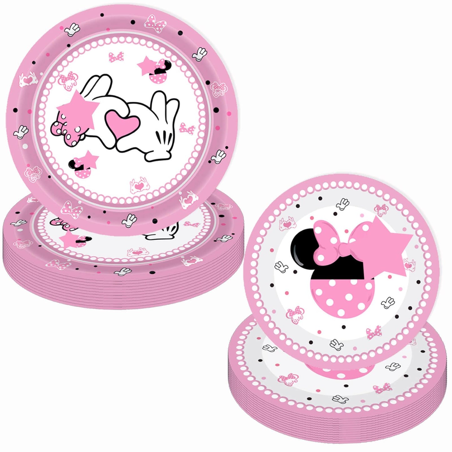 80 Pcs Pink Cartoon Birthday Party Decorations, Pink Girls Dessert Plates Napkins Forks Tableware Kit for Baby Shower Girls 1st 2nd 3rd 4th 5th 6th