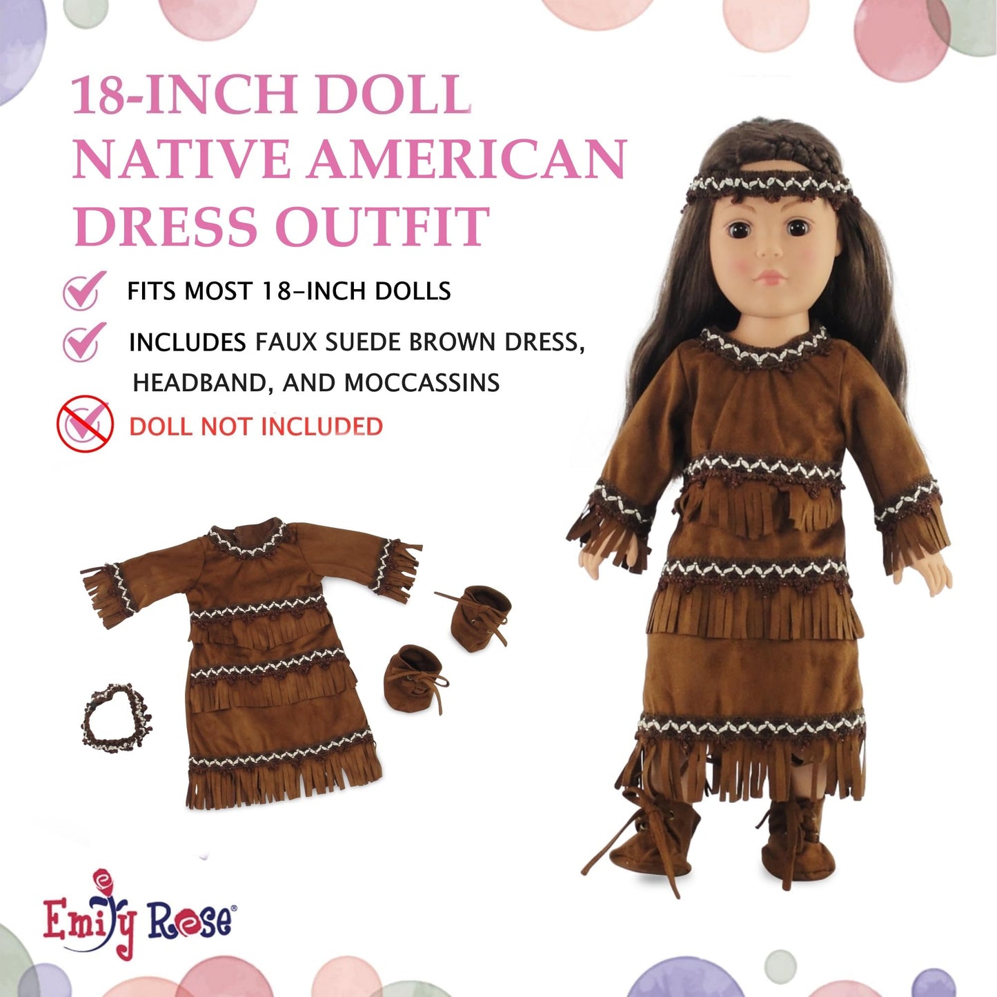 Emily Rose 18 Inch Doll Costume Outfit - 3-Piece Dress-Up Clothing Set with Shoes & Accessories, Gift Boxed, Compatible with American Girl, Our