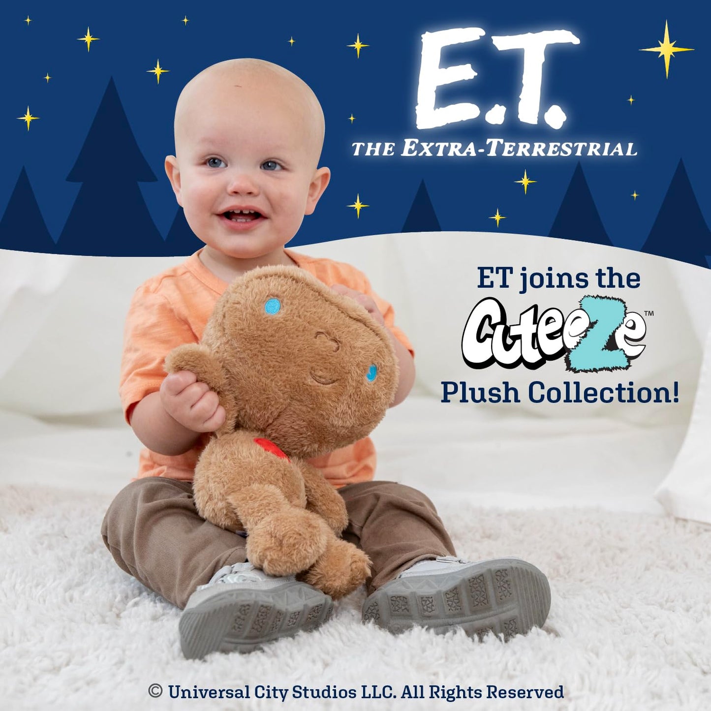 ET Cuteeze Stuffed Plush Toy - 12 Inch Extra Soft Plushie - Crinkle Sound in Ears - Beans in The Body for Comforting Feel - Perfect Loveable Gift