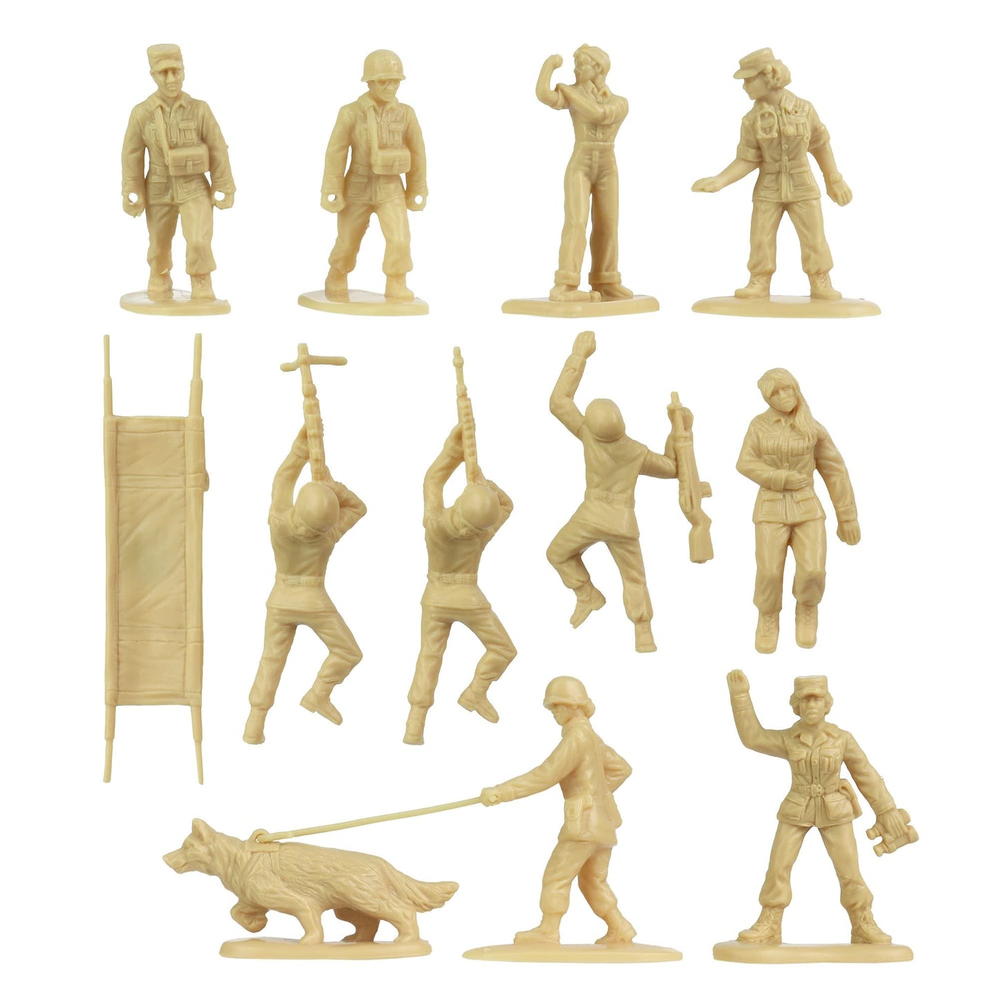 BMC Bucket of Army Women - Tan vs Green 100pc Female Soldier Playset - USA Made
