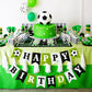 Soccer Happy Birthday Banner, Green Black White Soccer Birthday Party Decorations for Boys Girls Men Women Fans Party Supplies