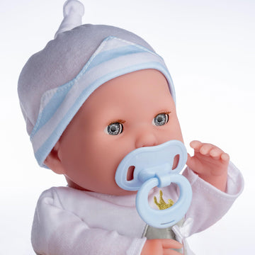 15" Realistic Soft Body Baby Doll with Open/Close Eyes | JC Toys - Berenguer Boutique | 10 Piece Gift Set with Bottle, Rattle, Pacifier & Accessories