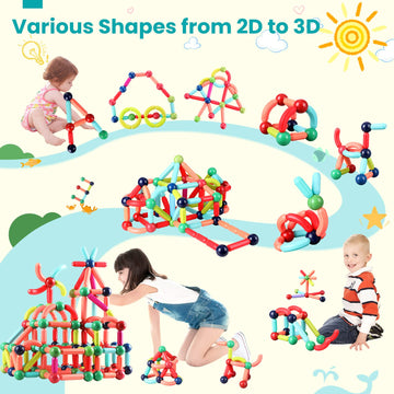 BAKAM Magnetic Building Blocks for Kids Ages 4-8, STEM Construction Toys for Boys and Girls, Large Size Magnetic Sticks and Balls Game Set for Kid’s
