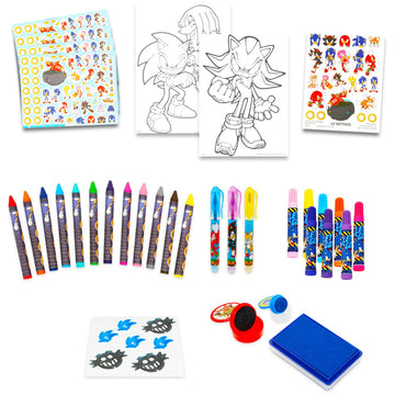 Sonic the Hedgehog Coloring Activity Kit - Bundle with Coloring Pages, Markers, Crayons, Stickers, Stampers, More for Kids, Toddlers, Boys | Sonic