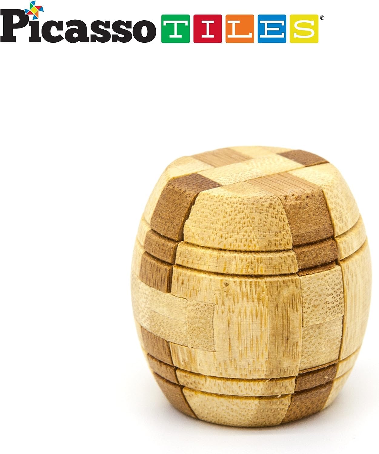 PicassoTiles 8 Styles Interlocking Sensory Toys Wooden Burr Cube, Ball and Barrels Logic Skill Genius Puzzle Brain Teaser Games & Intellectual 3D