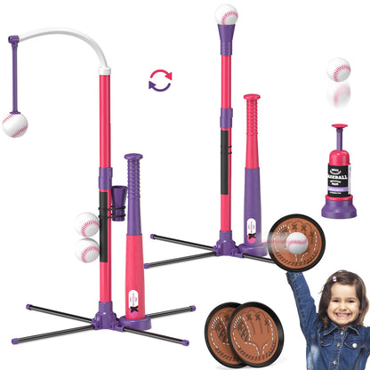 QDRAGON 4 in 1 Tball Set for Kids 3-5 with Toss and Catch Ball Set