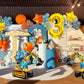 Construction Balloons, Self Standing 4D Excavator Balloon, Golden and Orange Star Balloon, Number 3 Foil Balloons for Kids 3rd Birthday Party