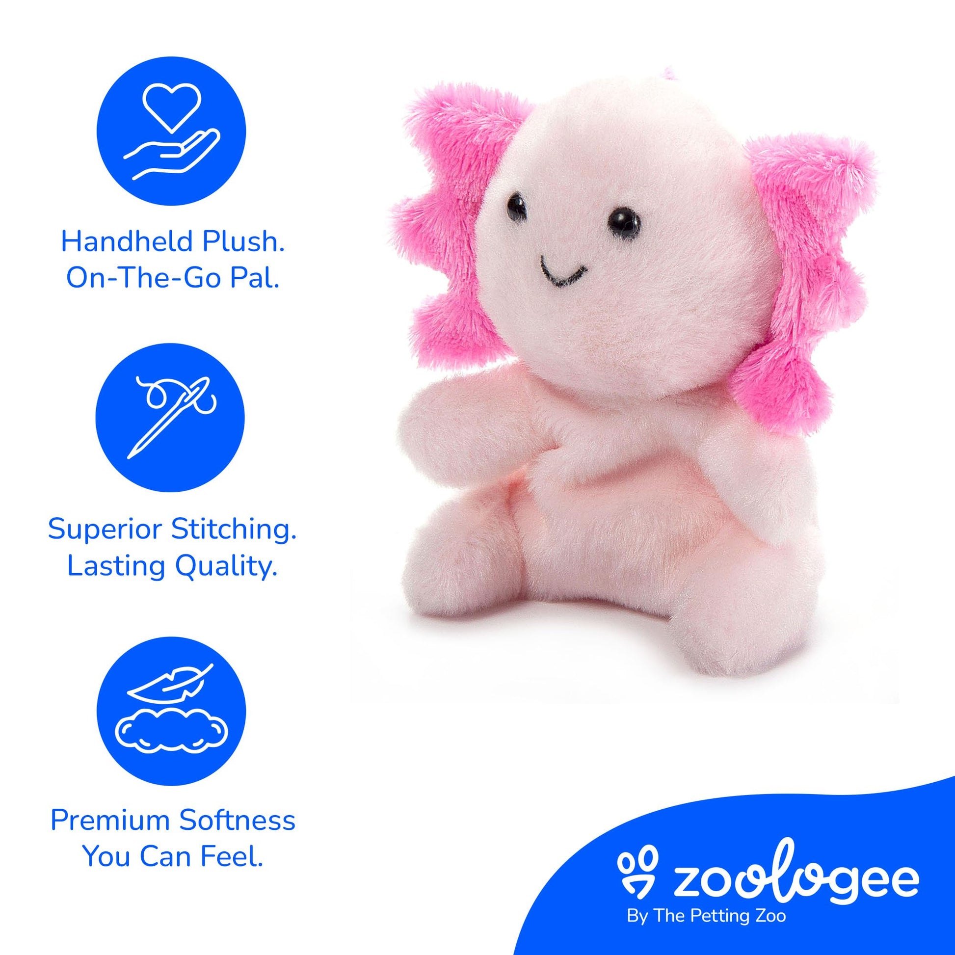 The Petting Zoo Axolotl Stuffed Animal Plushie, Gifts for Kids, Nuggetz Animals, Salamander Plush Toy, 6 inches