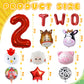 14PCS Farm Animal Balloons, Chicken Pig Donkey Cow Sheep Large Number 2 and Letter TWO Foil Balloon for 2nd Farm Animal Theme Birthday Party Decor