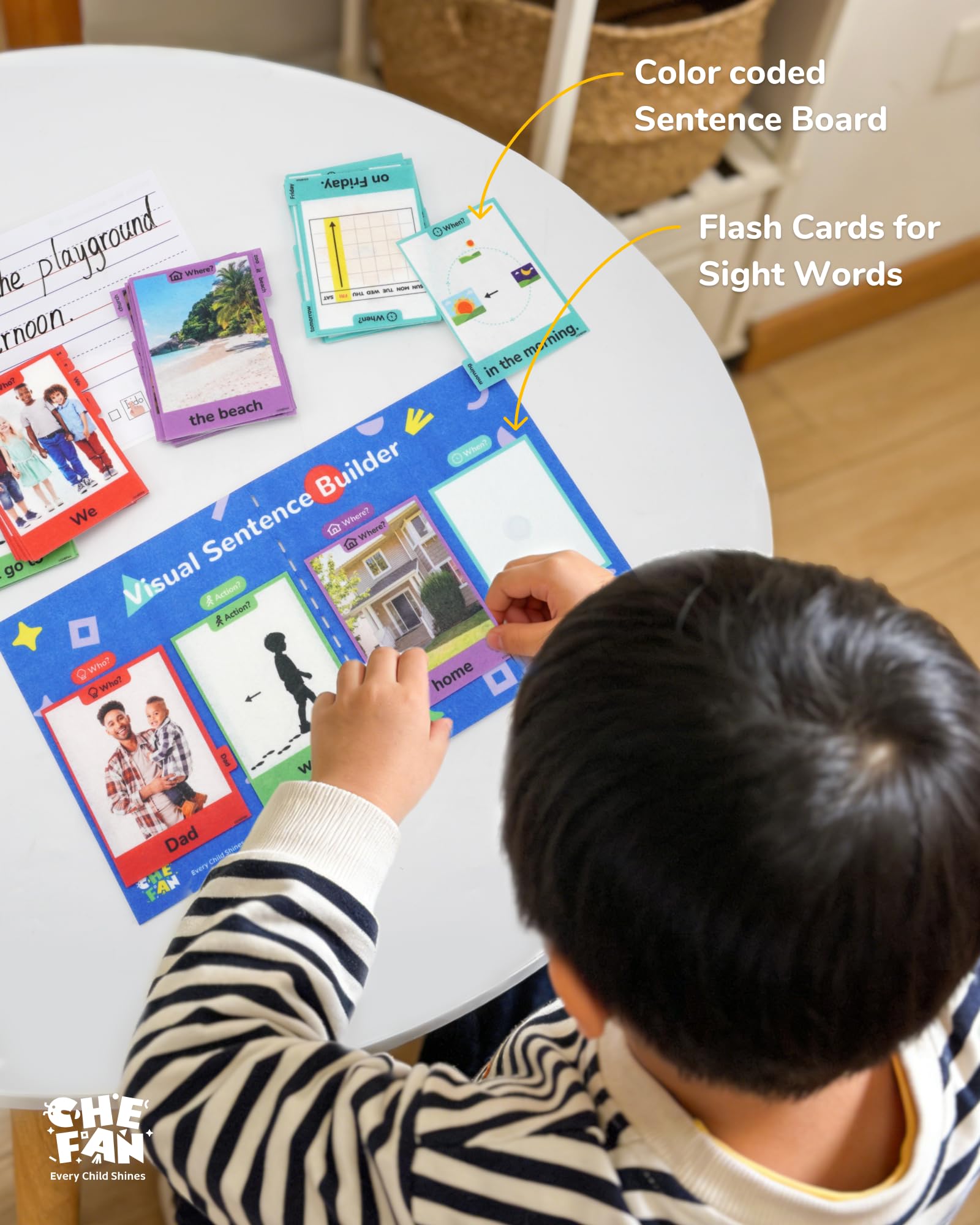 CHEFAN Sentence Building Kit for Kids, Sight Words Flash Cards & Word Cards for Early Reading, Writing Practice and Word Games, Learning Toys